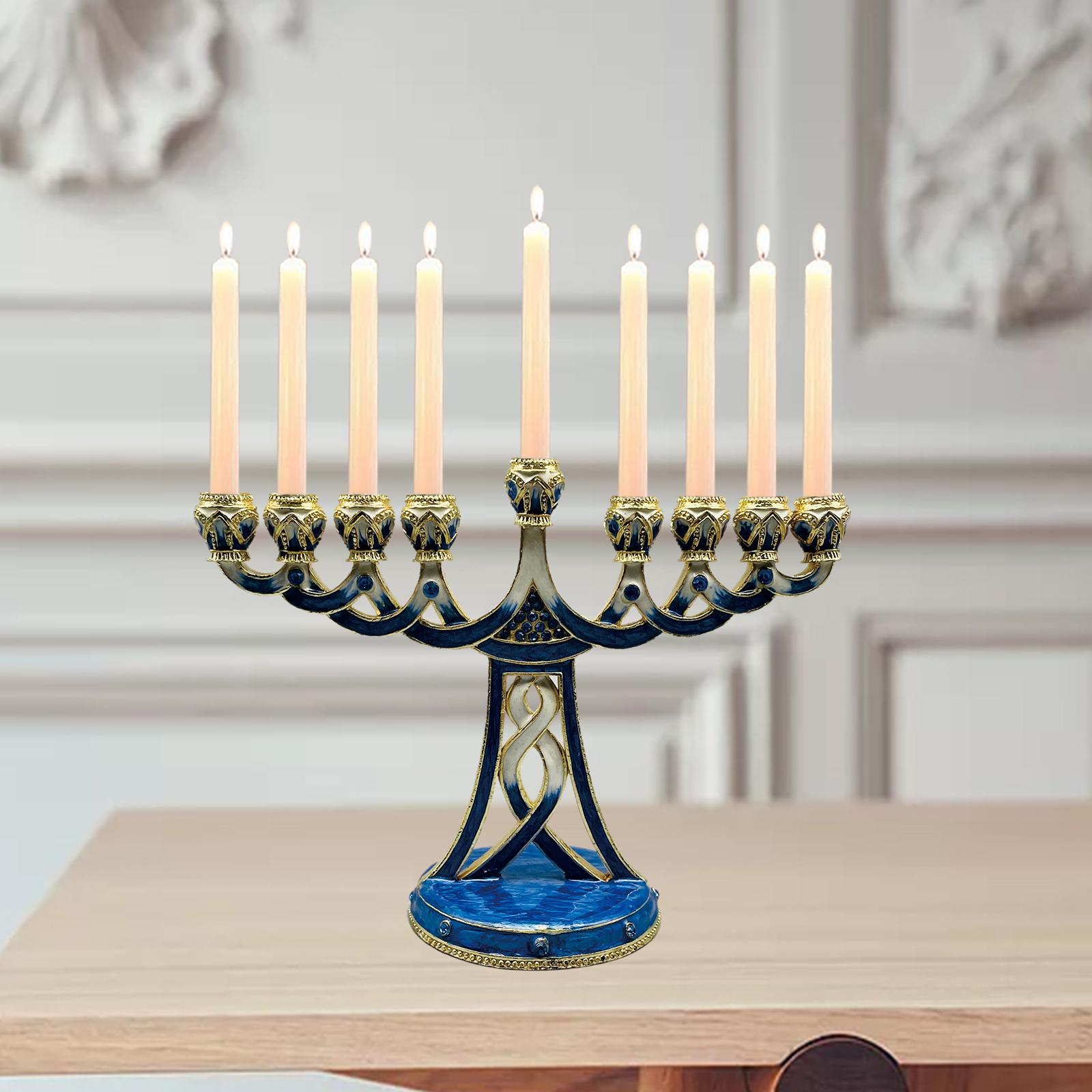 Candle Holder Decor - Lilin Hias Menorah Berenamel, Model Antik