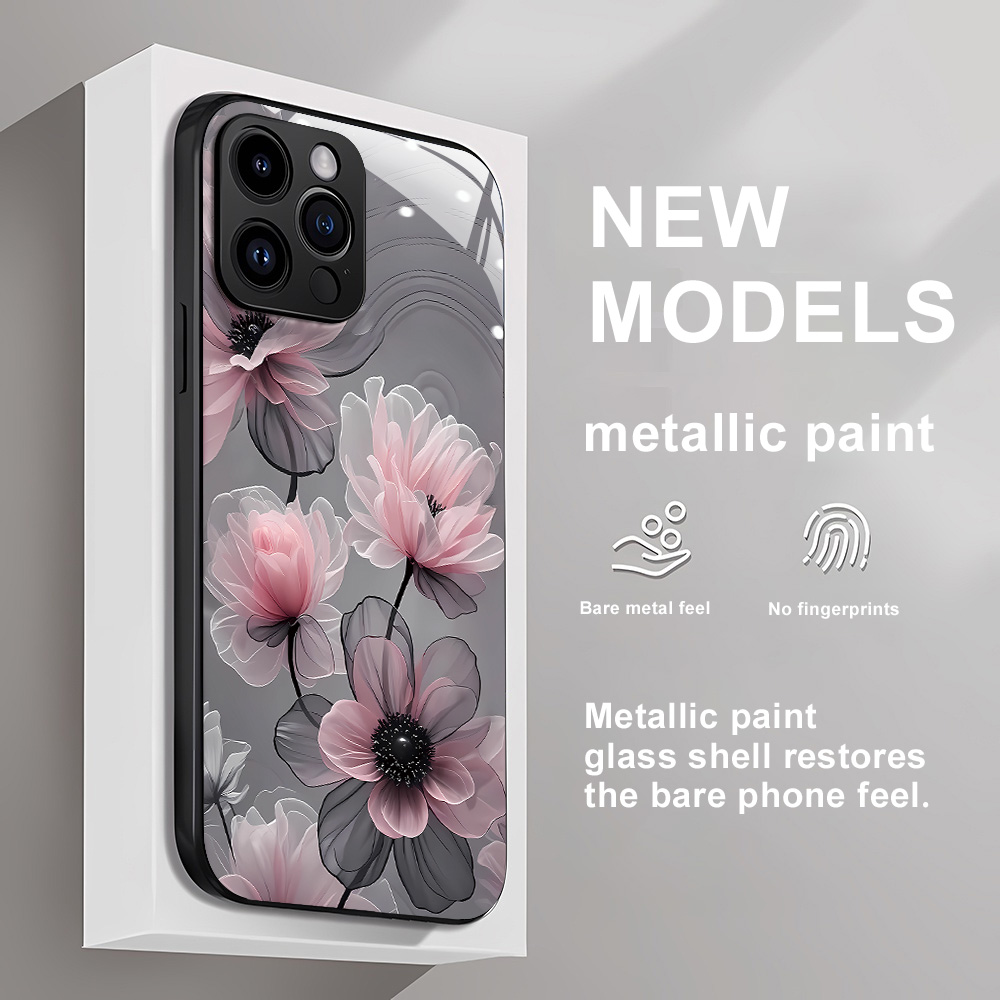 Vase Decor - Casing Kaca Tempered Motif Bunga Untuk