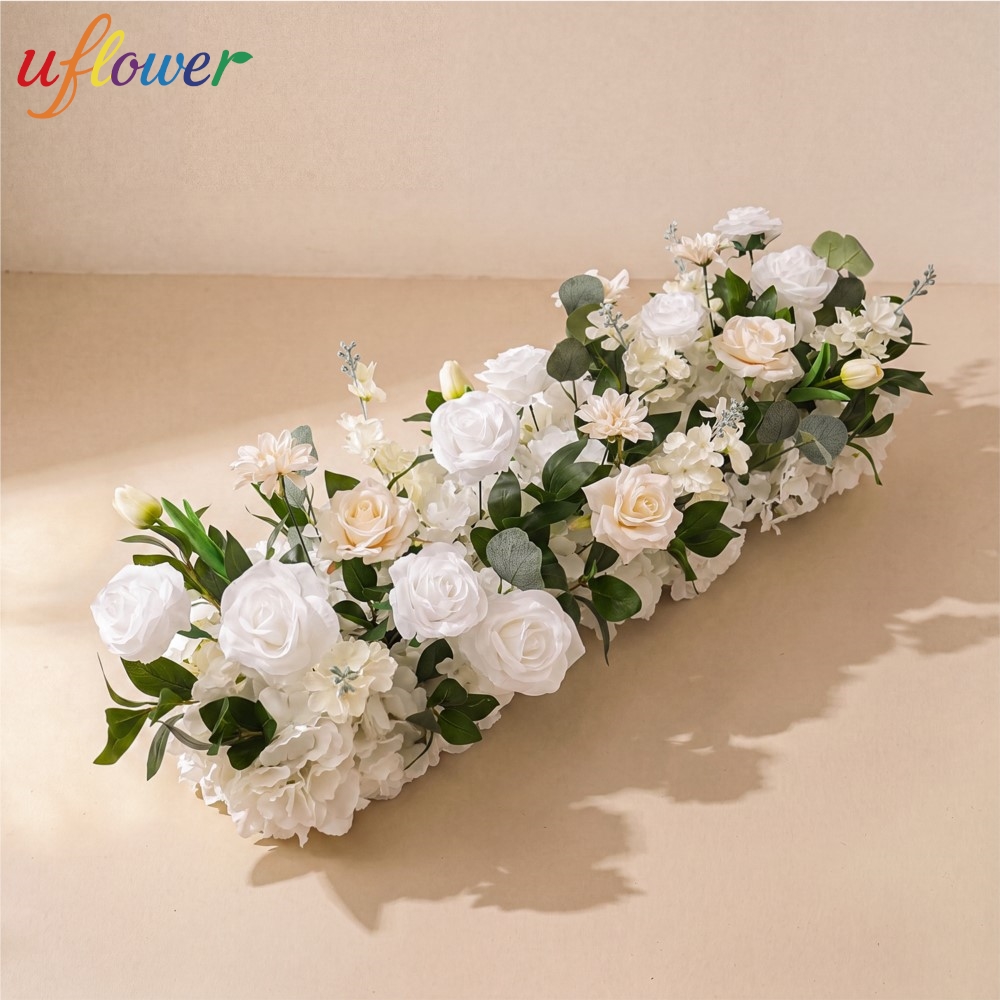 Table Runner - Rangkaian Bunga Mawar Hijau Uflower, Dekorasi