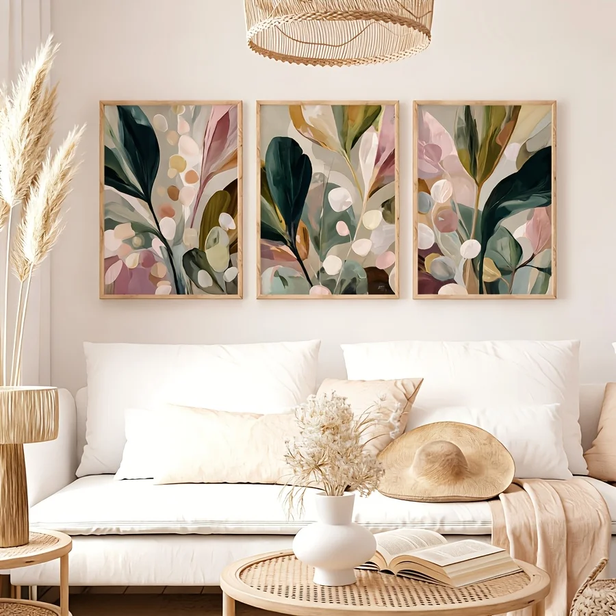 Set 3 buah, ukuran besar, moti - Abstract Canvas Set ulasan dan harga