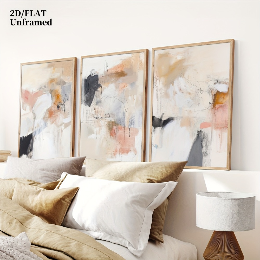 3 Buah Lukisan Seni Dekorasi D - Abstract Canvas Set ulasan dan harga