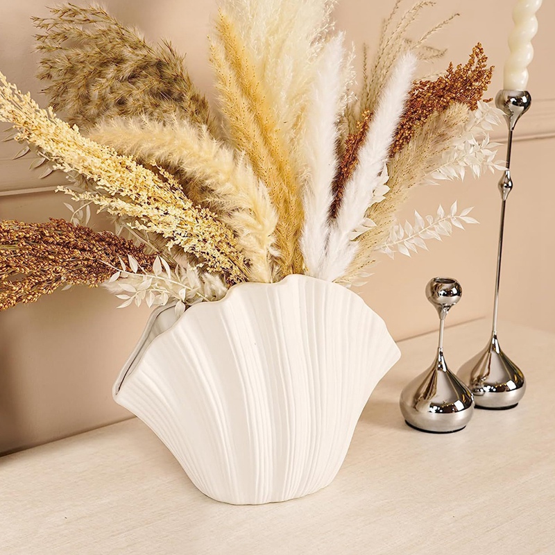 Vas Keramik Berbentuk Kerang G - Vase Decor ulasan dan harga