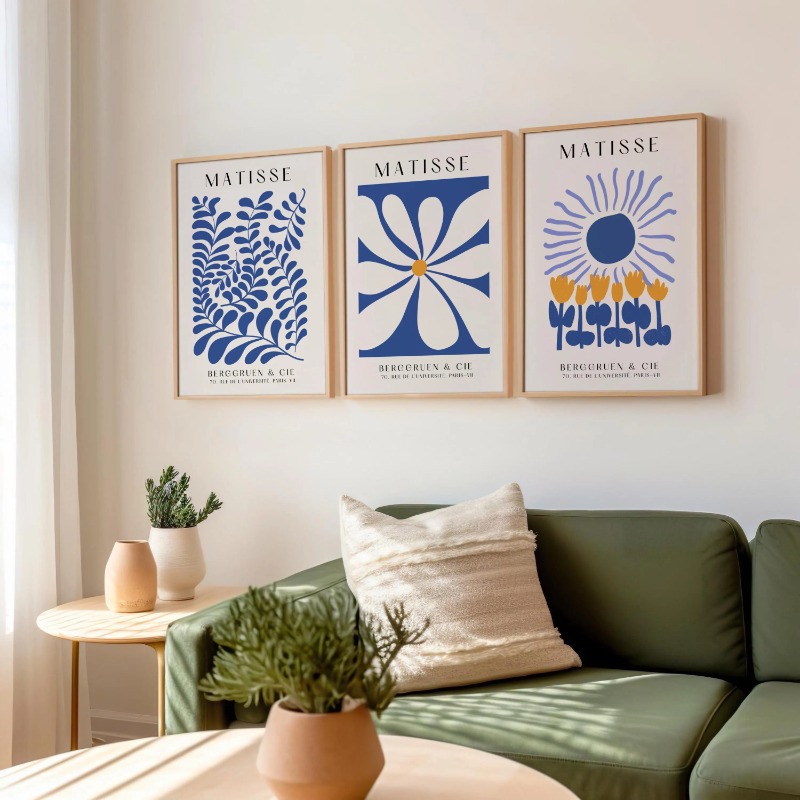 Set Cetakan Blue Matisse Isi 3 - Abstract Canvas Set ulasan dan harga
