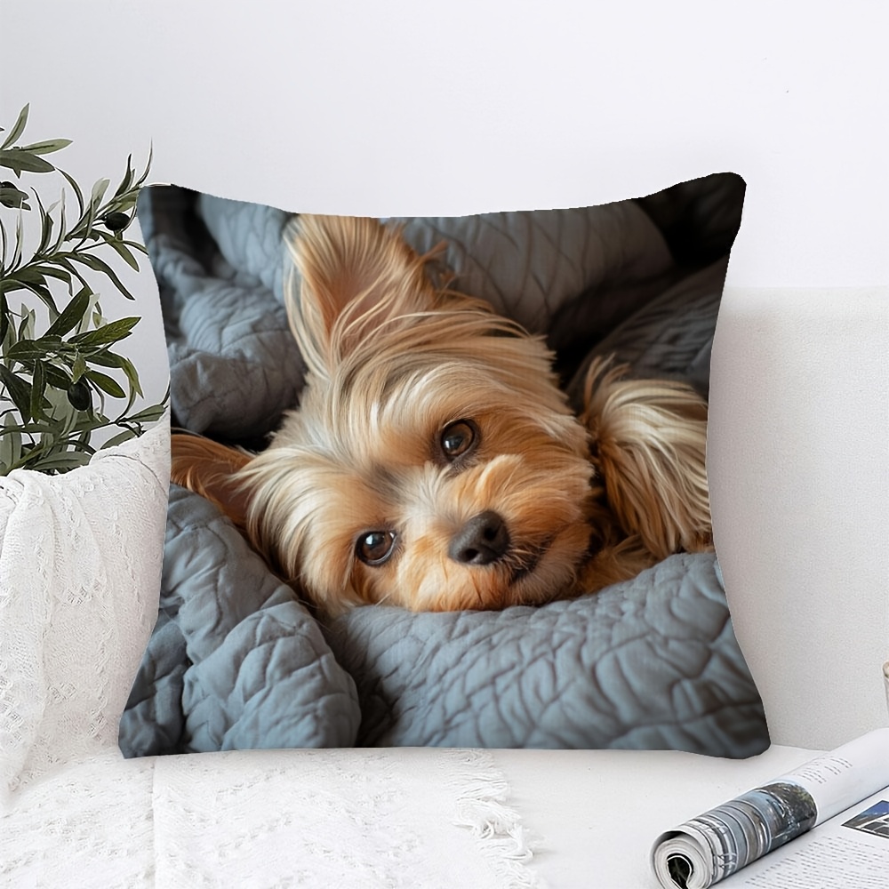 Sarung Bantal Cetak Yorkshire  - Throw Pillow ulasan dan harga