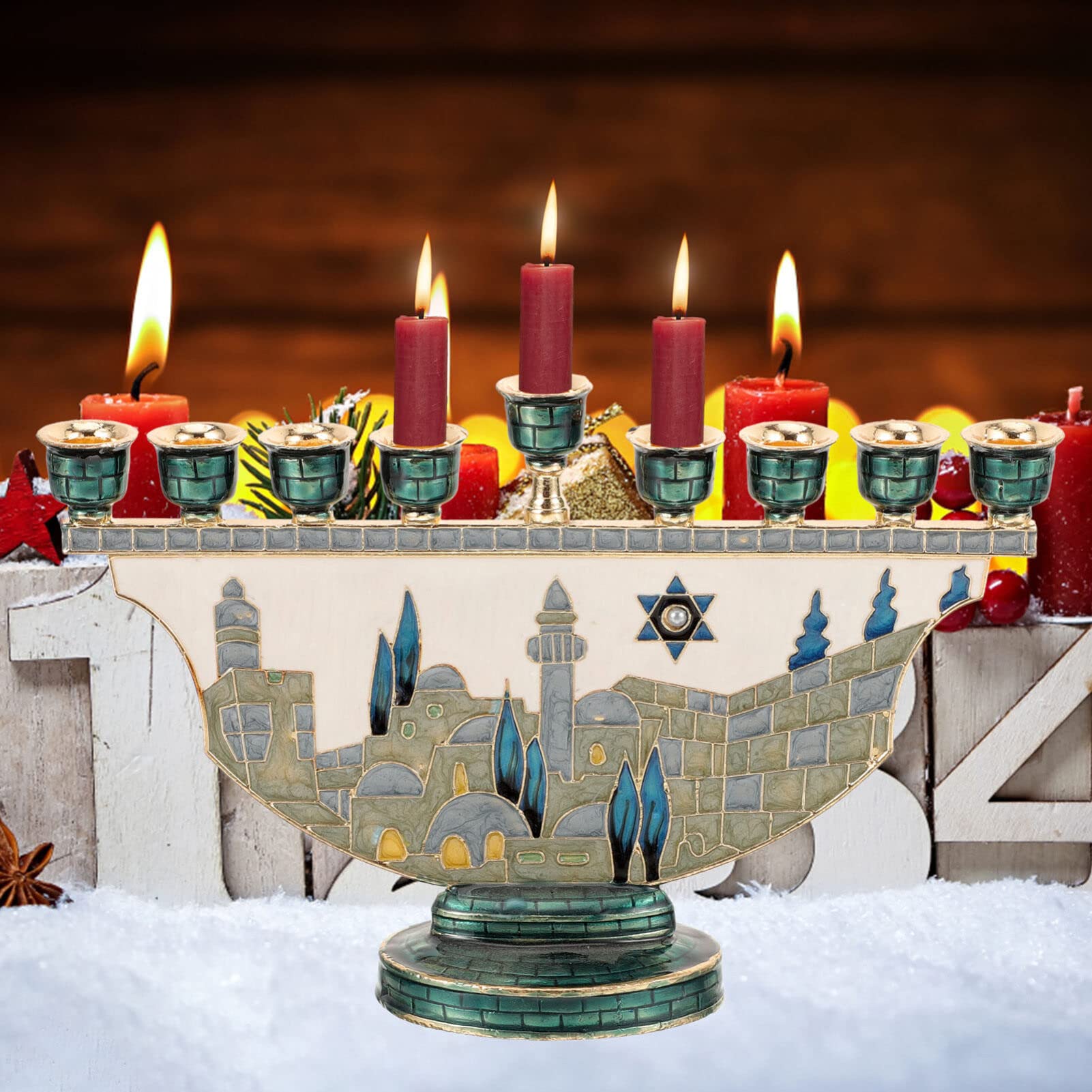 Tempat Lilin Hanukkah Menorah  - Candle Holder Decor ulasan dan harga